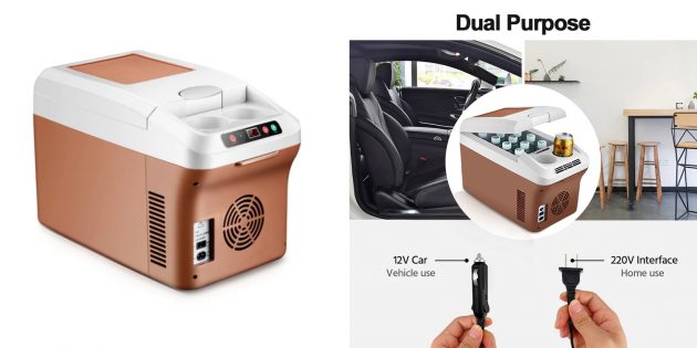 Car refrigerator with cup holders