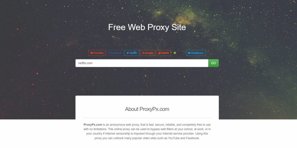 Прокси-серверы, доступные бесплатно: ProxyPx
