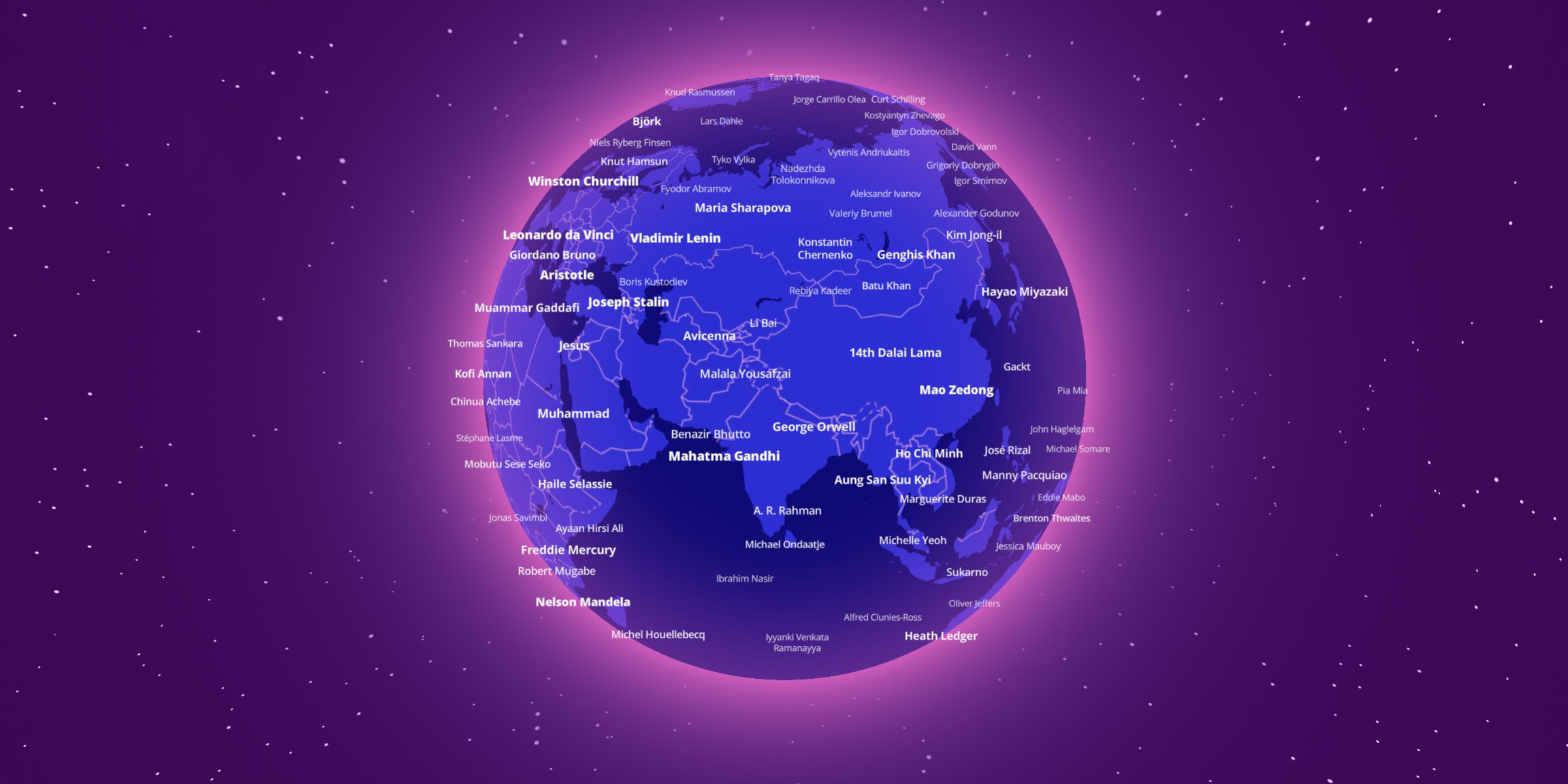 Географ создал интерактивную карту с местами рождения самых известных людей в&nbsp;мире