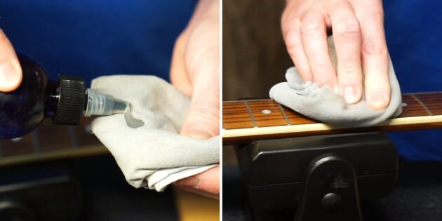 Как поменять струны на акустической гитаре: обработайте накладку грифа