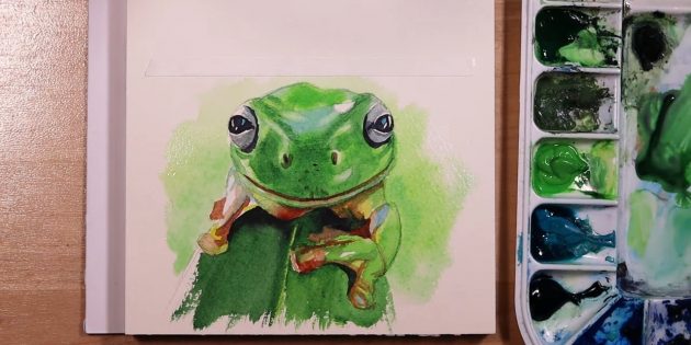 Как нарисовать реалистичную лягушку акварелью