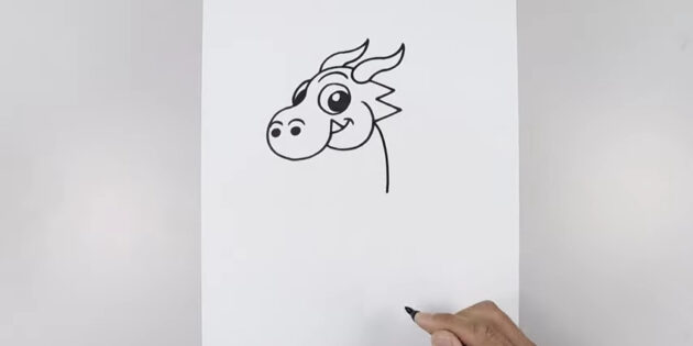 Как нарисовать дракона в мультяшном стиле: нарисуйте шею