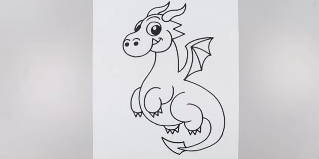Как нарисовать дракона в мультяшном стиле: изобразите гребень на хвосте