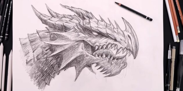 Как нарисовать голову дракона