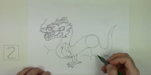 Как нарисовать китайского дракона: нарисуйте пламя