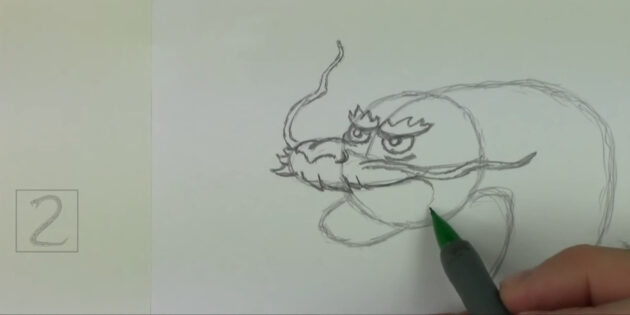 Как нарисовать китайского дракона: нарисуйте усы