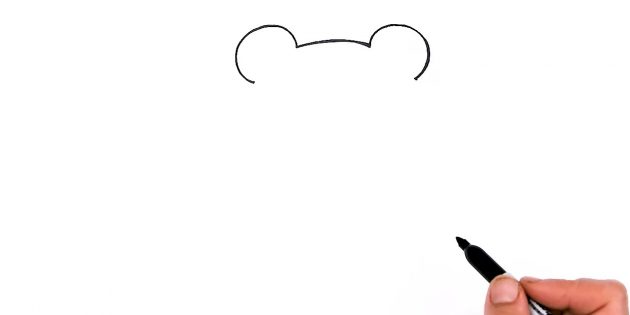 Как нарисовать мультяшную лягушку карандашами: нарисуйте верх головы и контуры глаз