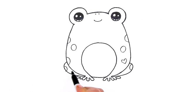 Как нарисовать мультяшную лягушку карандашами: Нарисуйте на боках лягушки круглые пятна