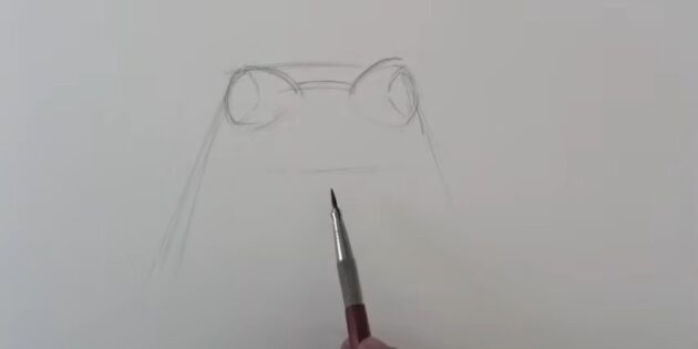 Как нарисовать реалистичную лягушку простым карандашом: Двумя овалами обозначьте под надбровными дугами глаза