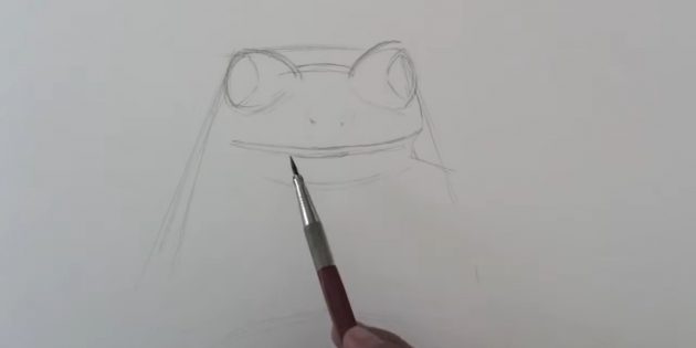 Как нарисовать реалистичную лягушку простым карандашом: Нарисуйте рот, подбородок и ноздри