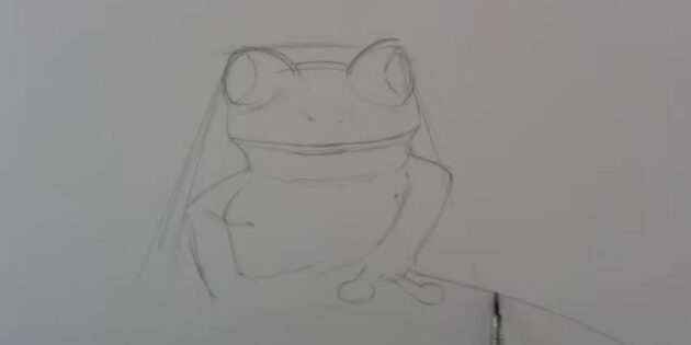 Как нарисовать реалистичную лягушку простым карандашом: Нарисуйте контур листка
