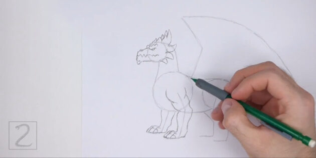 Как нарисовать реалистичного стоящего дракона: проработайте вторую лапу