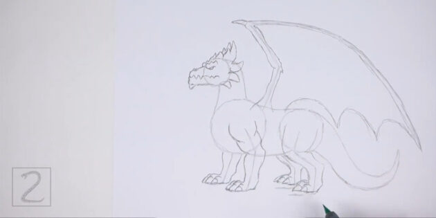 Как нарисовать реалистичного стоящего дракона: проработайте вторую заднюю лапу