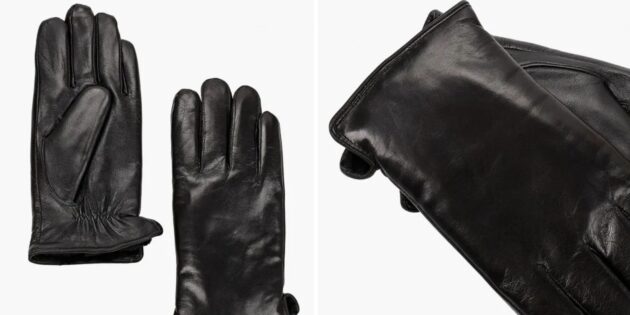 кожаные перчатки с подкладкой из натурального меха