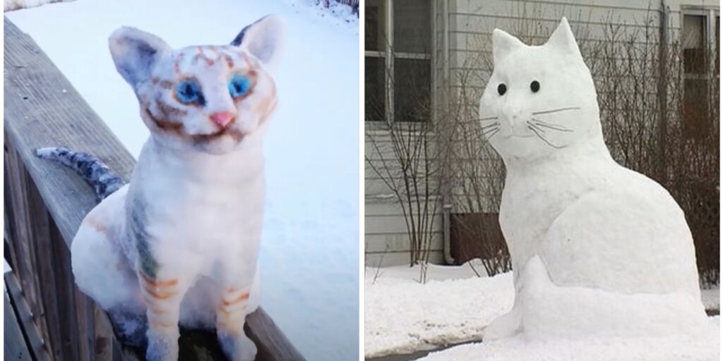 Какие снежные фигуры можно слепить. Кот