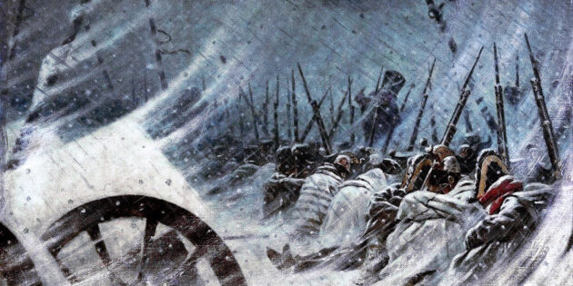 Ночной бивуак армии Наполеона при отступлении из России
