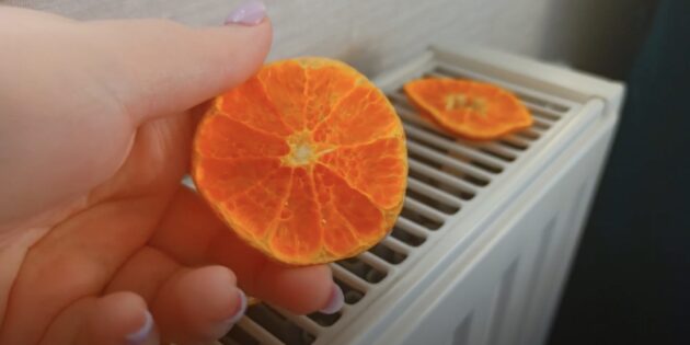 Как засушить апельсин для декора на батарее