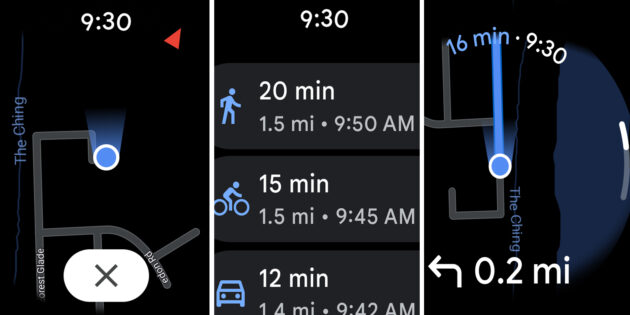 Приложения для смарт-часов на Android: «Google Карты»