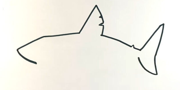 Как нарисовать мультяшную акулу мегалодона: дорисуйте плавник
