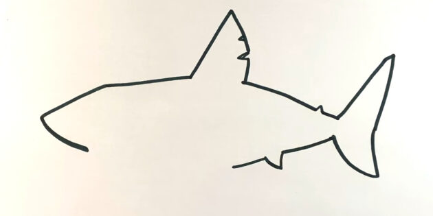 Как нарисовать мультяшную акулу мегалодона: нарисуйте брюхо