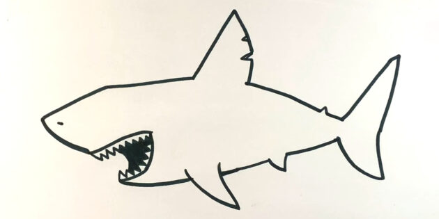 Как нарисовать мультяшную акулу мегалодона: нарисуйте ноздрю