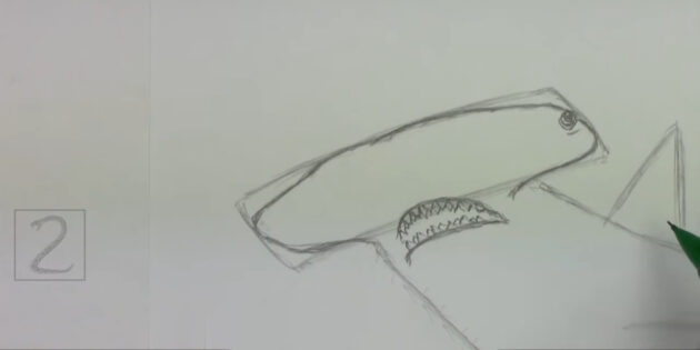 Как нарисовать реалистичную молотоголовую акулу: нарисуйте зубы