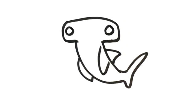 Как нарисовать мультяшную молотоголовую акулу: нарисуйте глаза