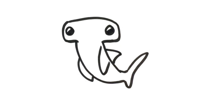 Как нарисовать мультяшную молотоголовую акулу: раскрасьте глаза