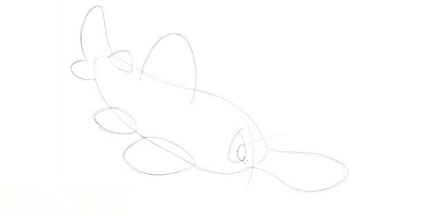 Как нарисовать мультяшную пилоносую акулу: нарисуйте глаз