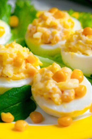 Фаршированные яйца c кукурузой и сыром