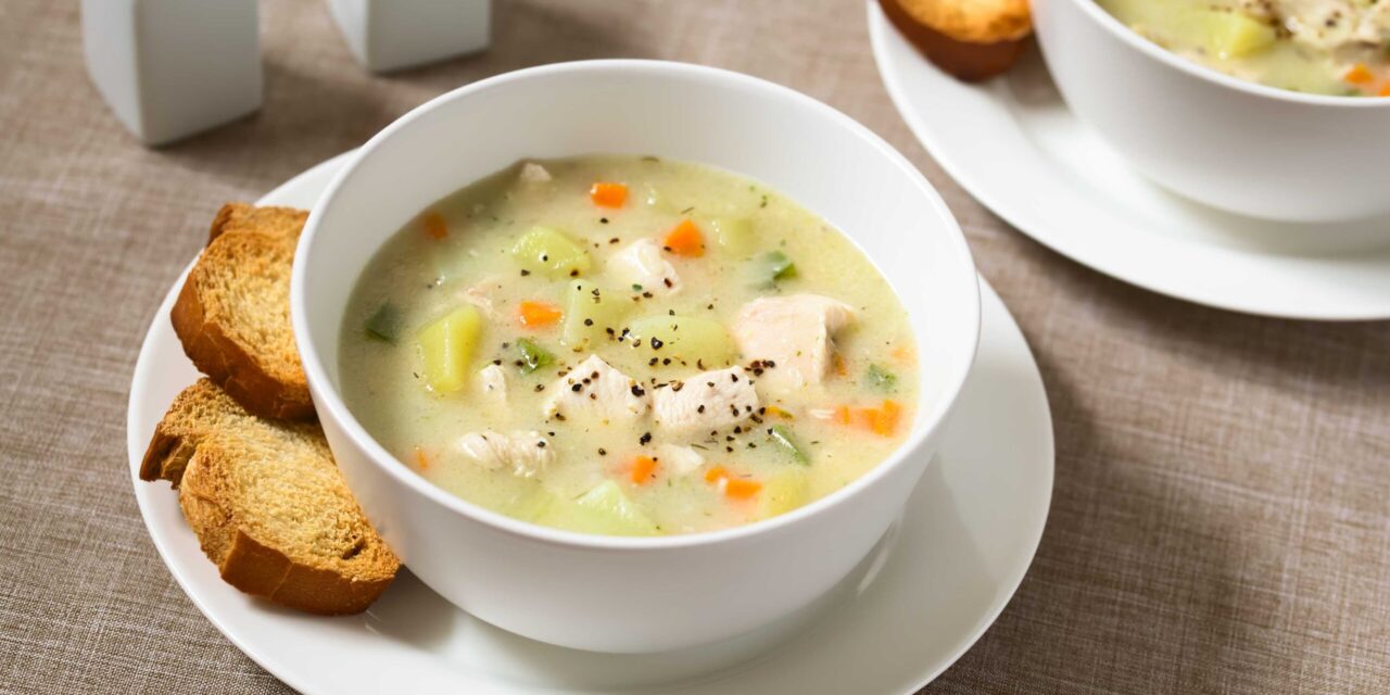 Куриный суп с сыром и овощами