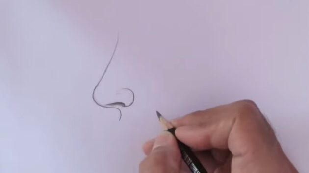 Как нарисовать нос в профиль: нарисуйте ноздрю