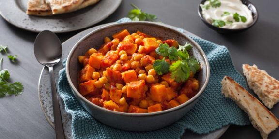 Тушёные овощи с нутом по-мароккански: рецепт