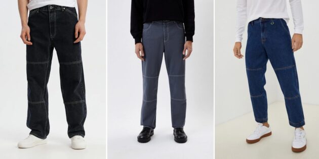 Модные мужские джинсы — 2023: с декоративными заплатами 