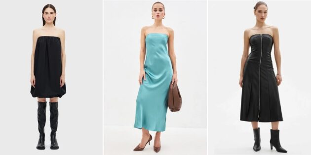 Женская мода лета-2023: платья без бретелей