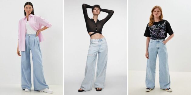 Модные женские джинсы — 2023: очень широкие джинсы