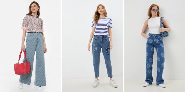 Модные женские джинсы — 2023: джинсы с принтами