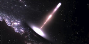 Астрономы получили первое изображение чёрной дыры с бьющим потоком плазмы