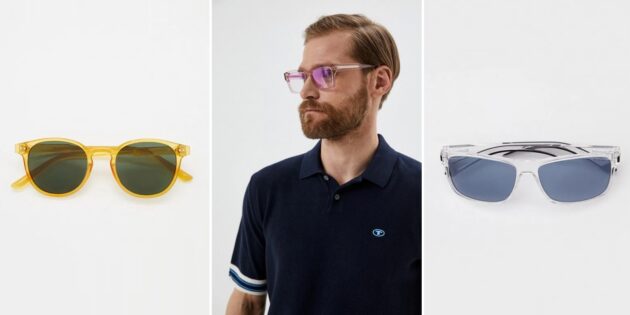 Мужские солнцезащитные очки в прозрачной оправе