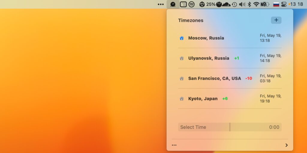 Программы для macOS: Tiempo отображает время в нужных вам городах