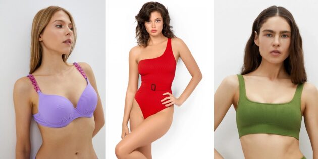 Модные купальники — 2023: модели из фактурной ткани 