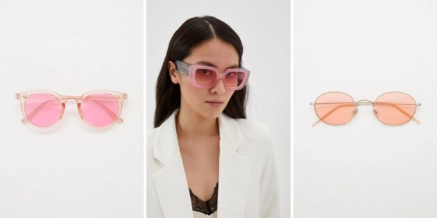 Женские солнцезащитные очки с розовыми стёклами