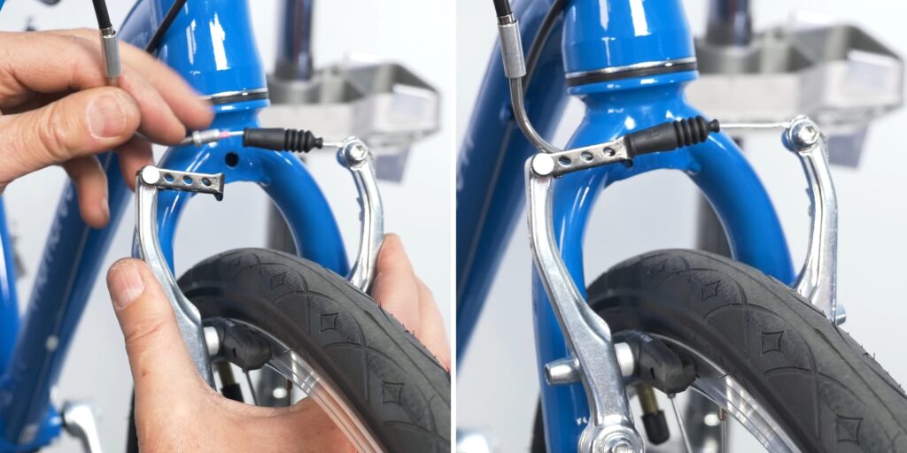Как заклеить камеру велосипеда: установите колесо на место