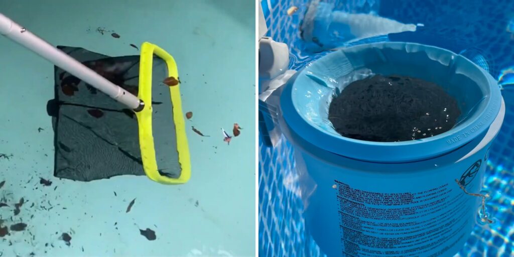 Как очистить воду в бассейне: уберите мусор с поверхности