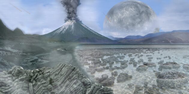 Какой могла быть на небе Луна около 4 миллиардов лет назад