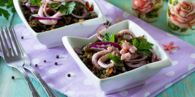 Рецепты салатов из кальмара