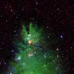 NASA показало скопление молодых звёзд в форме новогодней ёлки