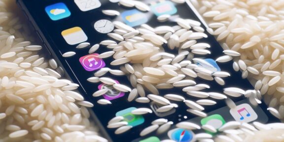 сушить iphone в рисе