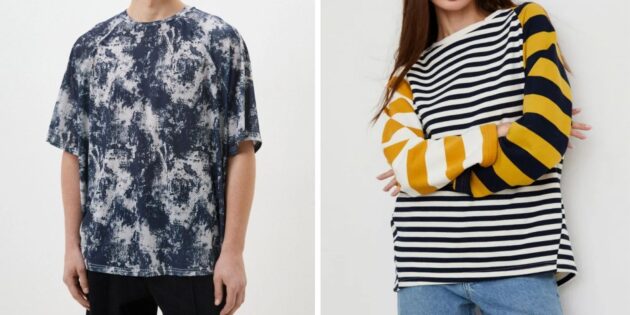 Kidcore style: long sleeve or striped T-shirt or tie-dye