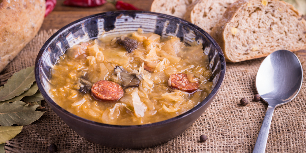 Словацкий суп с квашеной капустой и грибами